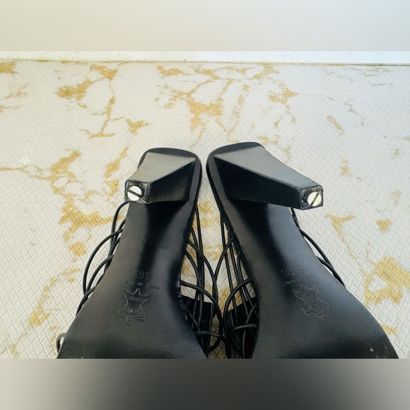 🔥🔥FINAL CLEARENCE🔥🔥 GIANCARLO PAOLI Black Leather Strap 90’s Heel Sandals EU36.5 - Picture 8 of 8